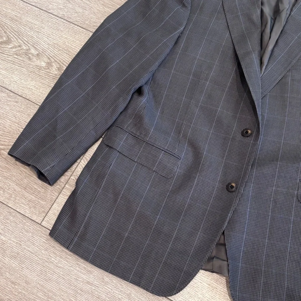 Canali Sport Coat Mens 38R‎ Grey Silk Wool Blend Micro Check Blazer Italy